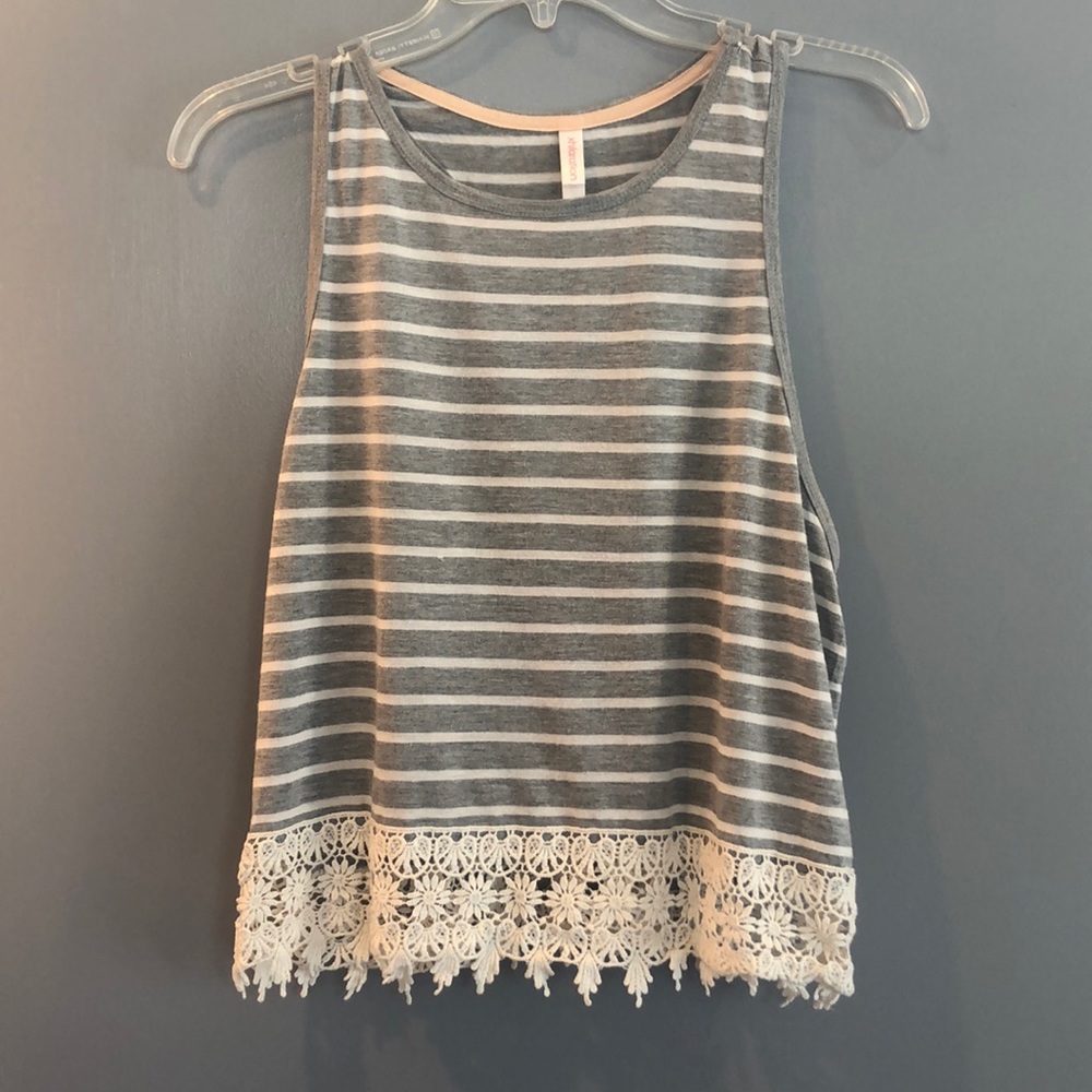 Striped and lace tank top